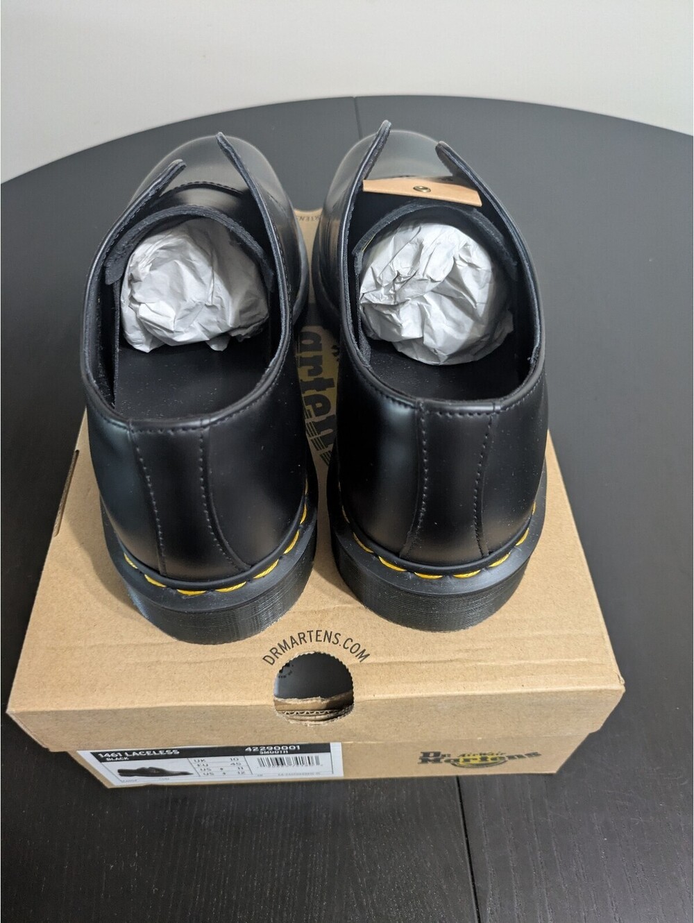 Dr. Martens 1461 Laceless Black Smooth Leather Shoes - Men's 11 - New in box - Picture 3 of 6